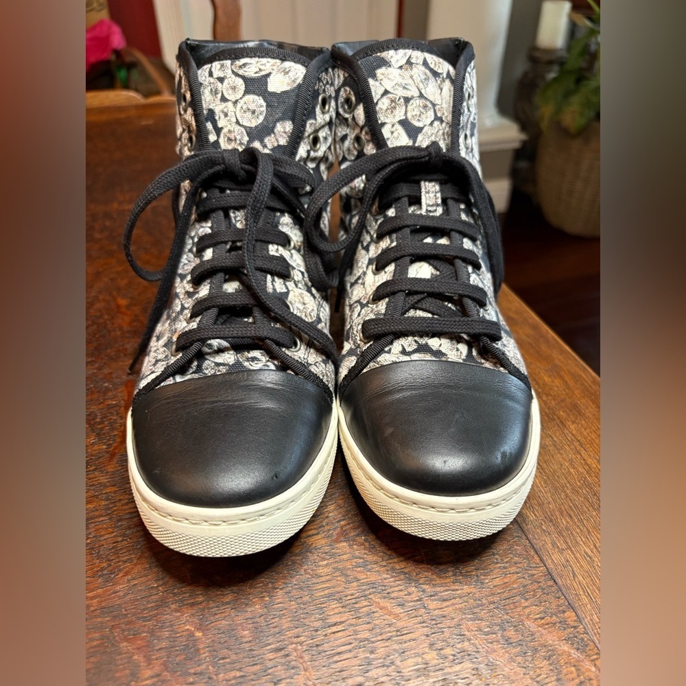 Lanvin Paris "Jewels" Diamond Print High Top Sneakers - Size 39 - Picture 3 of 12
